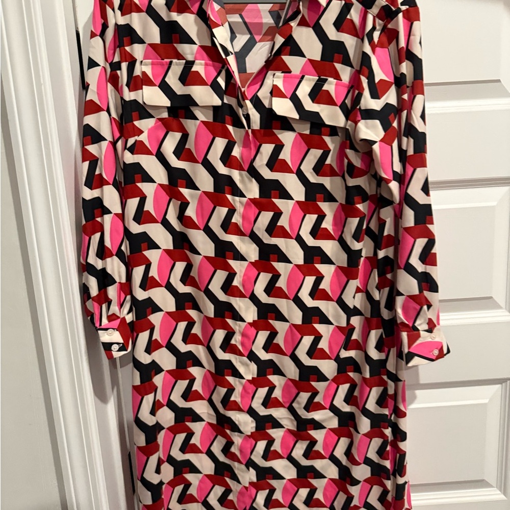 Express Pink and Black Long Sleeve Dress